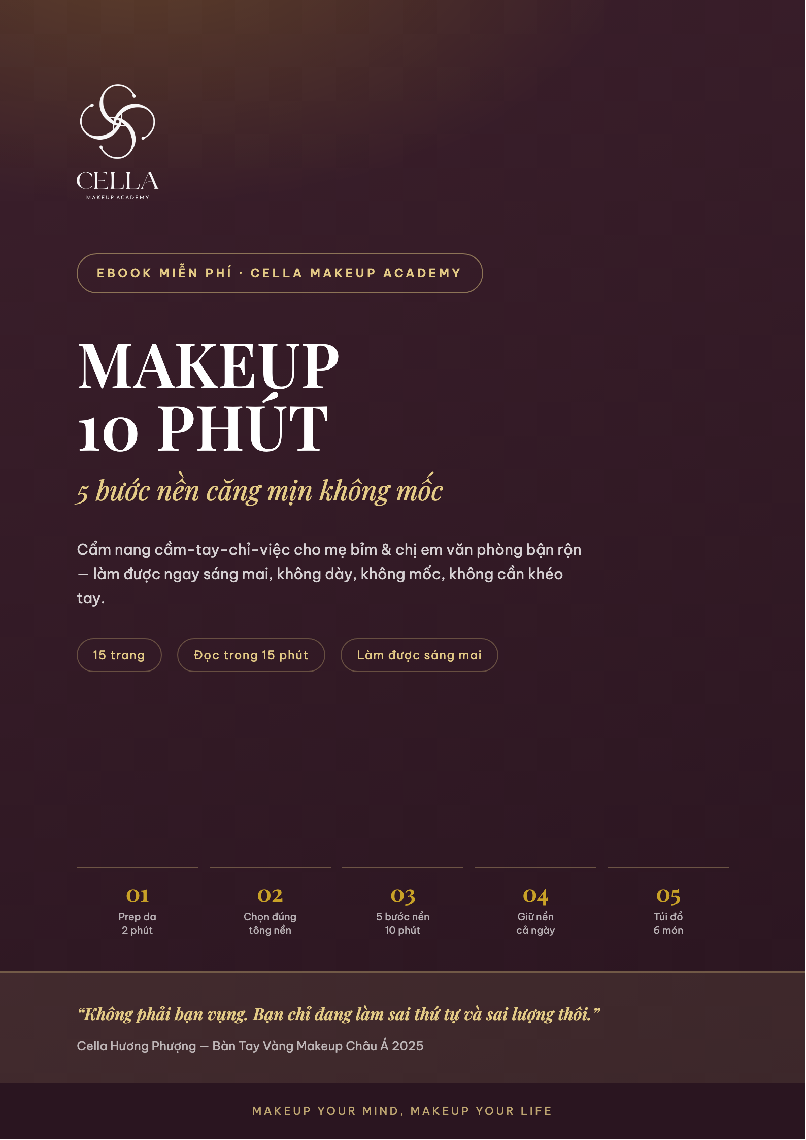 Bìa ebook Makeup 10 Phút — 5 bước nền căng mịn không mốc